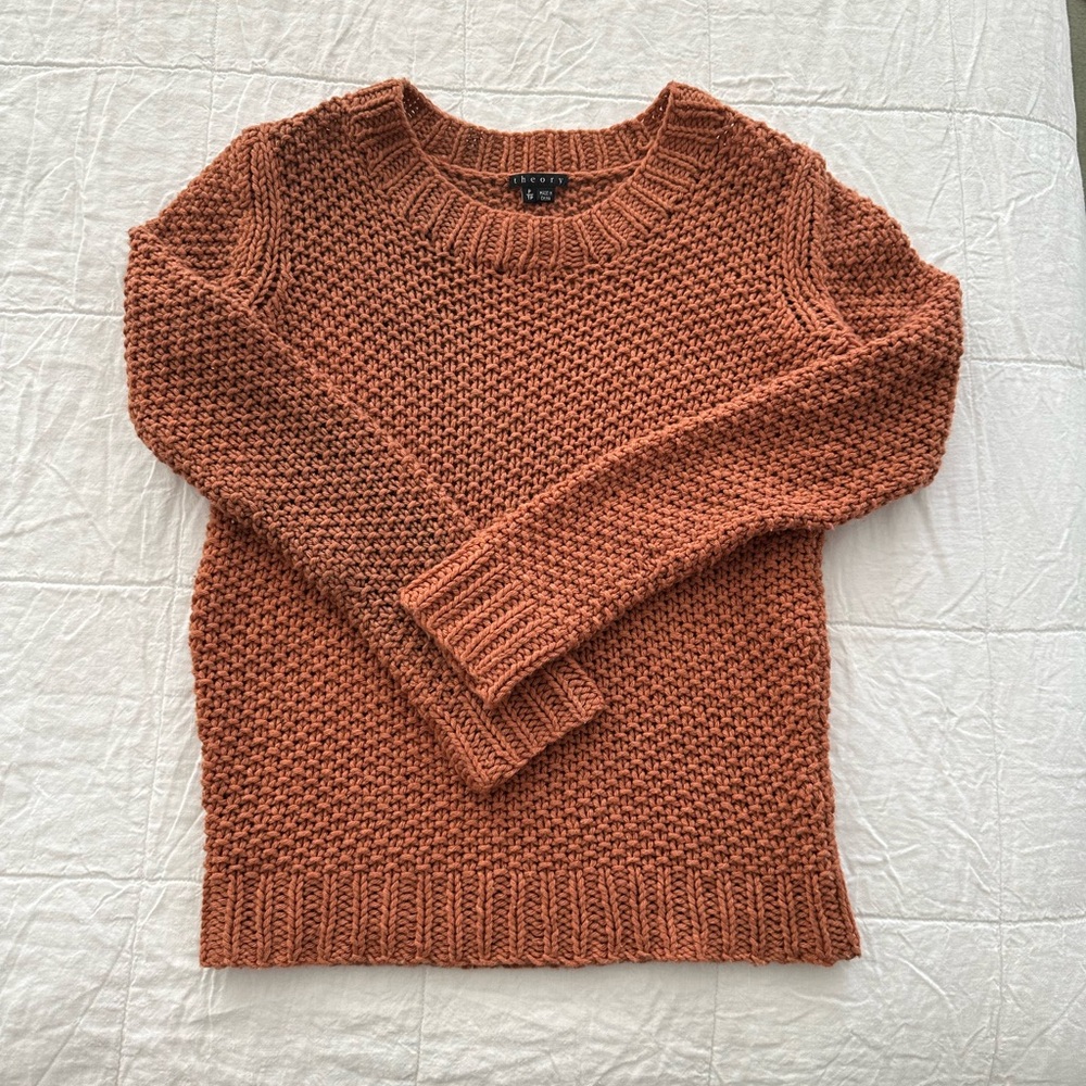 Theory 100% Wool Burnt Orange Sweater Soft Petite Small